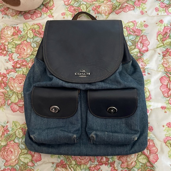 coach denim backpack